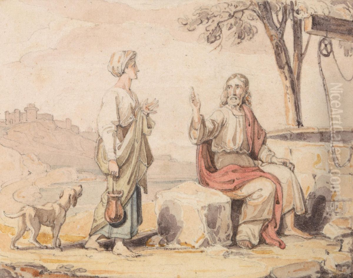 The Woman at the Well Oil Painting by John Martin