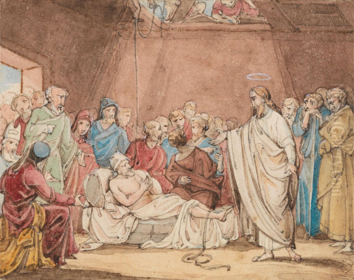 Christ Healing the Palsied Man Oil Painting by John Martin