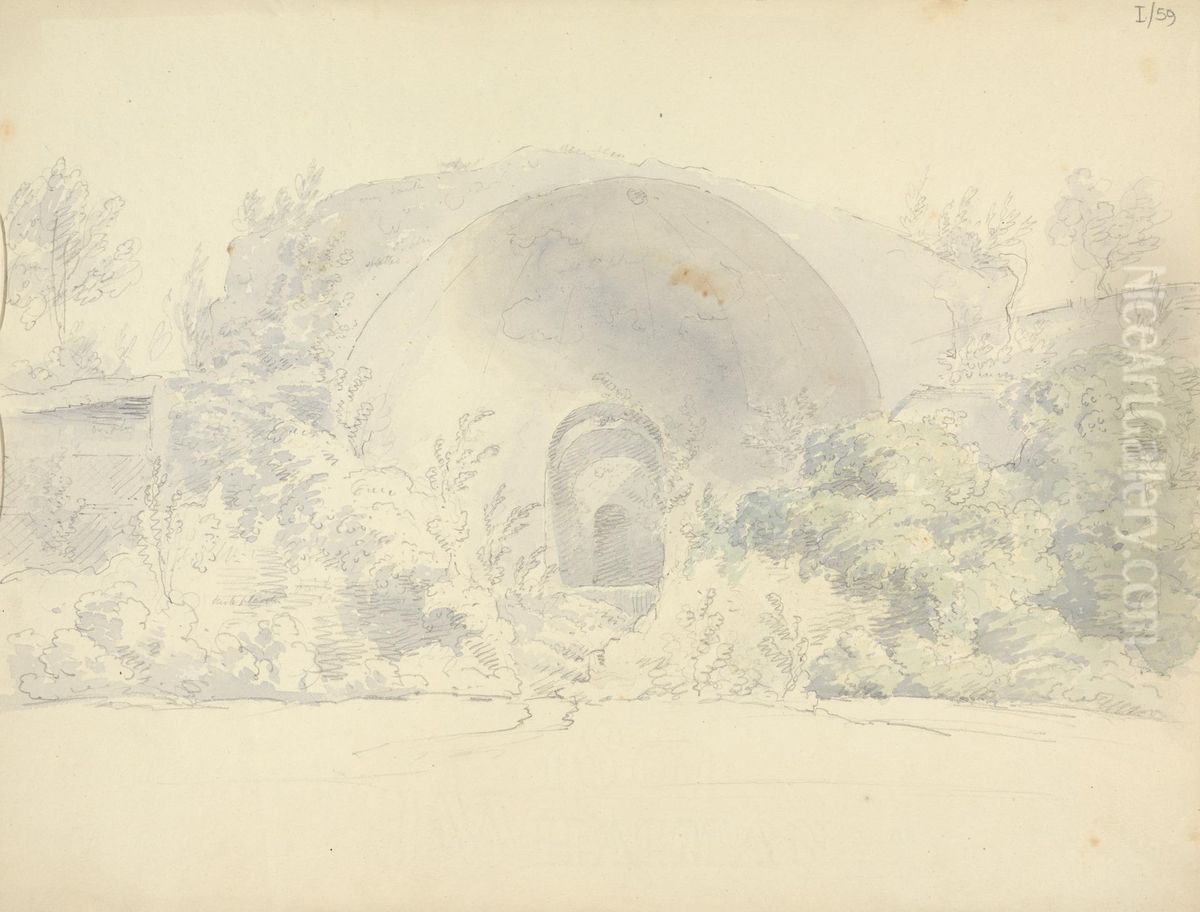 Arched Gateway Into a Ruined Structure Oil Painting by Robert Smirke