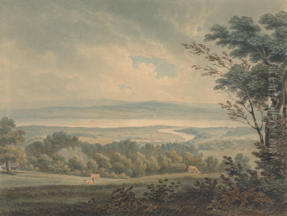 The Meeting of the Rivers Severn and Wye, near Chepstow Oil Painting by Edward Dayes