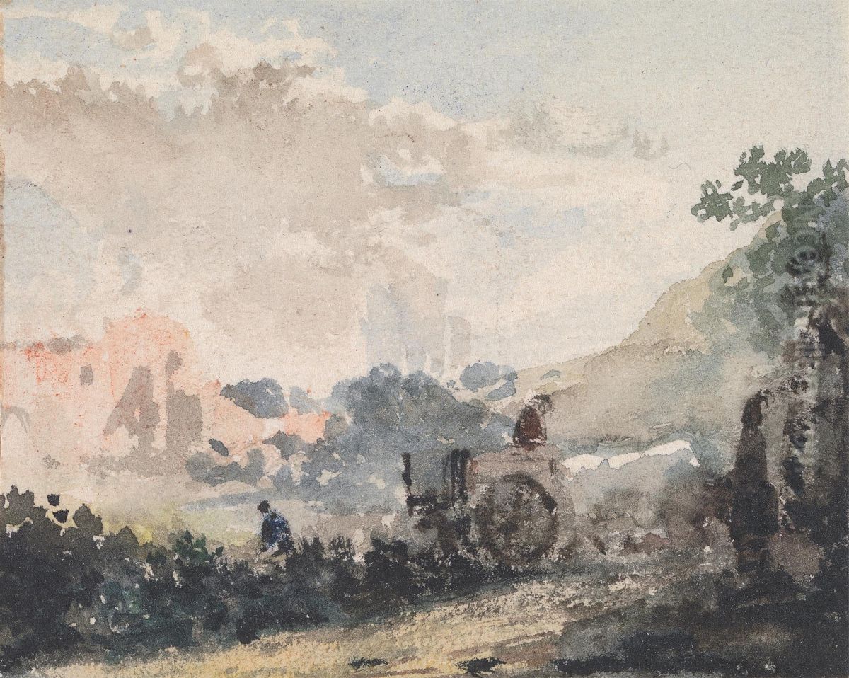 Landscape with Cart Oil Painting by William Collins