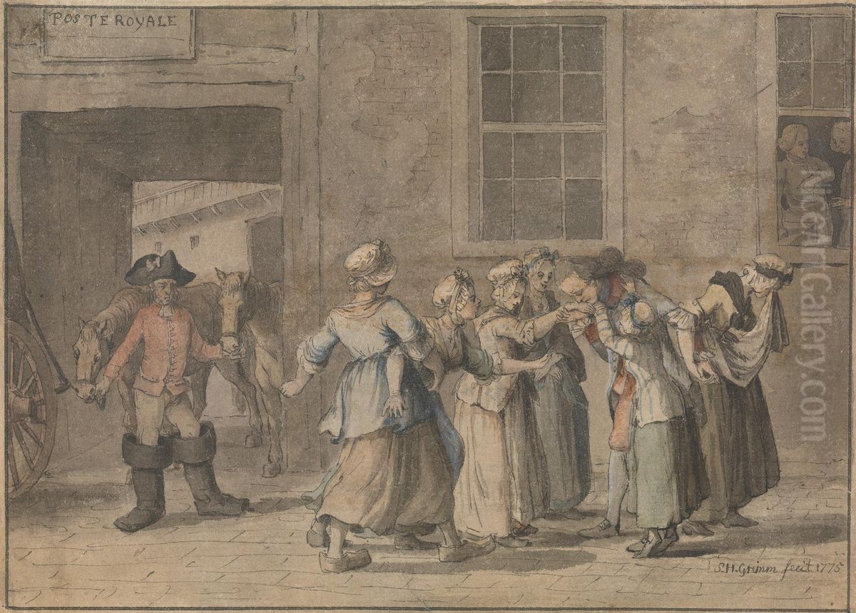 An Illustration for Sterne's Sentimental Journey Oil Painting by Samuel Hieronymus Grimm