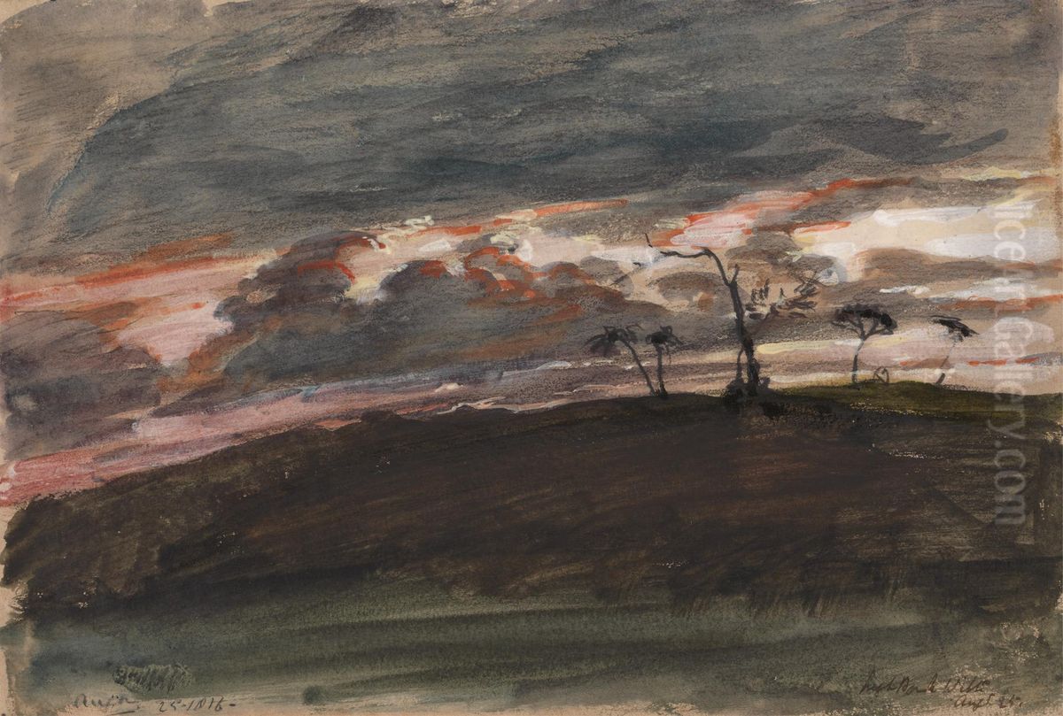 Stormy Sunset, Legh Park, Wiltshire Oil Painting by George Hayter