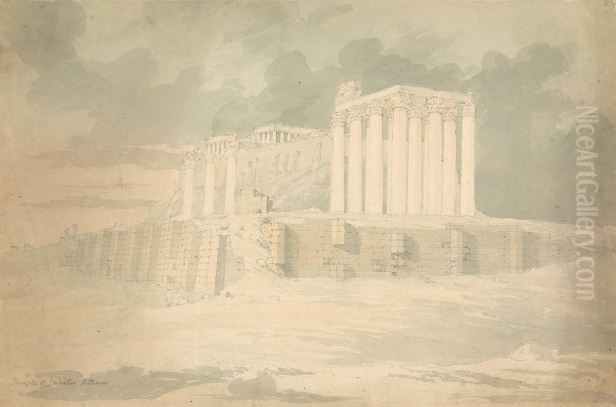 Temple of Olympian Zeus, Athens and the Parthenon Oil Painting by Robert Smirke