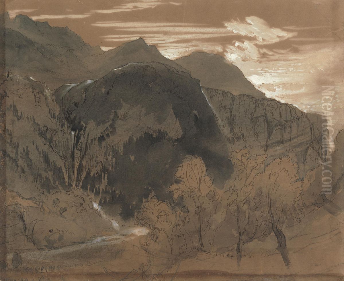 Mountainous Landscape Oil Painting by John Ruskin