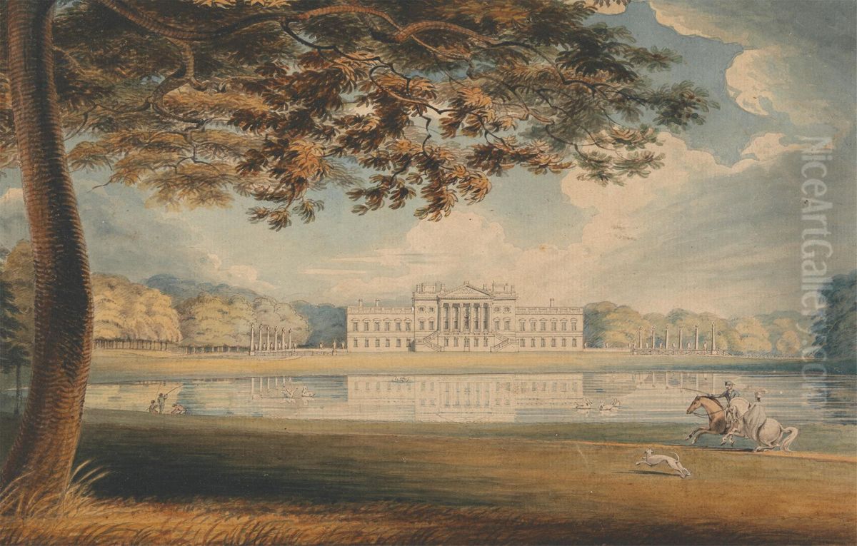 Wanstead House Oil Painting by Richard Westall