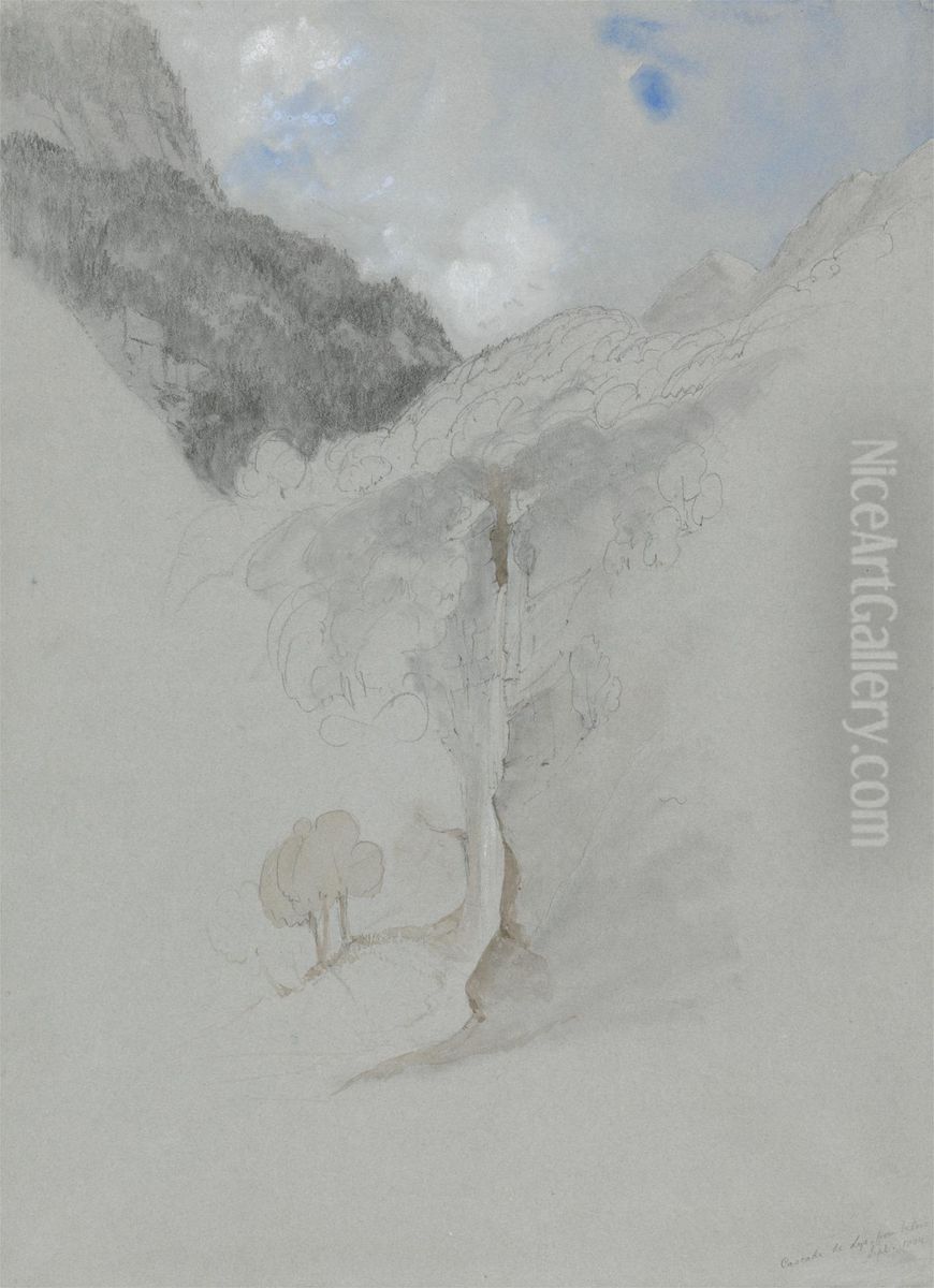 Casade de Lys From Below Oil Painting by James Duffield Harding