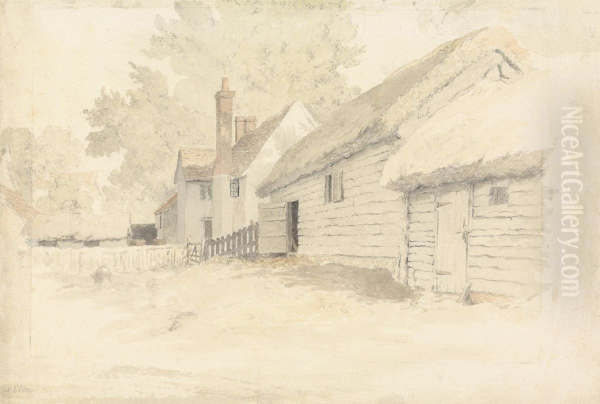 A Farm at Eton Oil Painting by Robert Hills