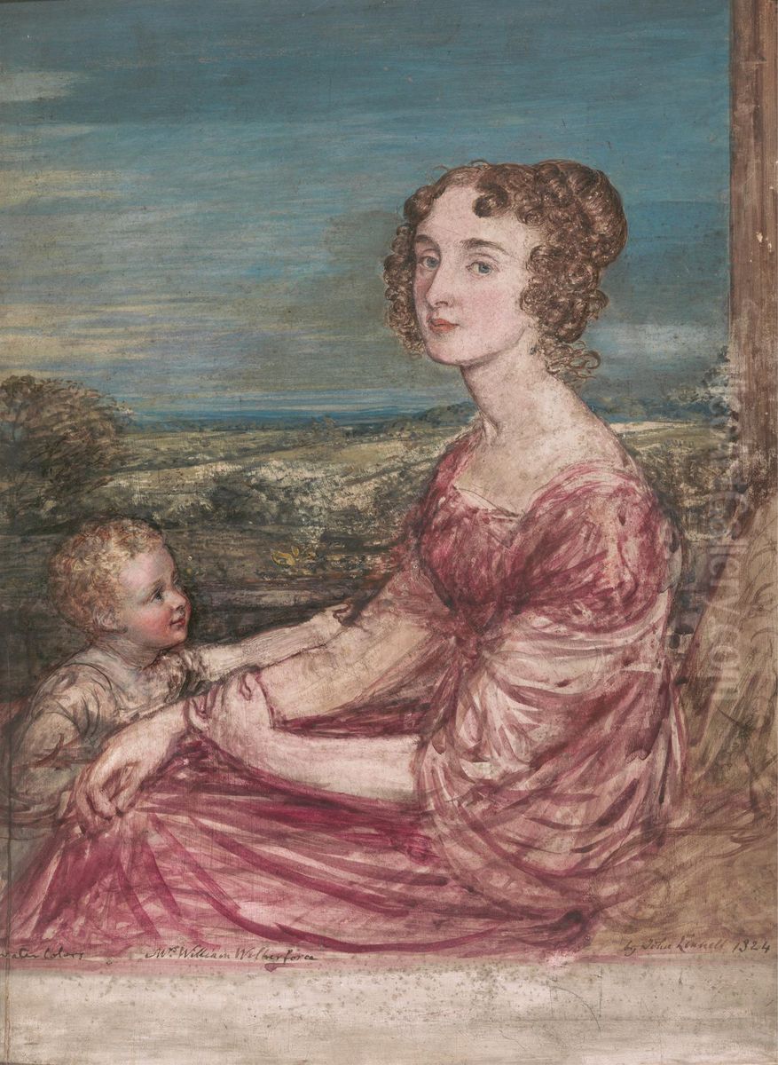 Mrs. William Wilberforce and Child Oil Painting by John Linnell