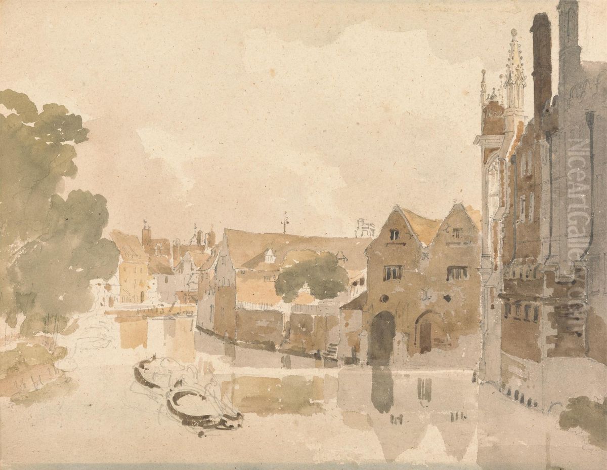 On the Cam... back of St. John's College, Cambridge Oil Painting by Amelia Long