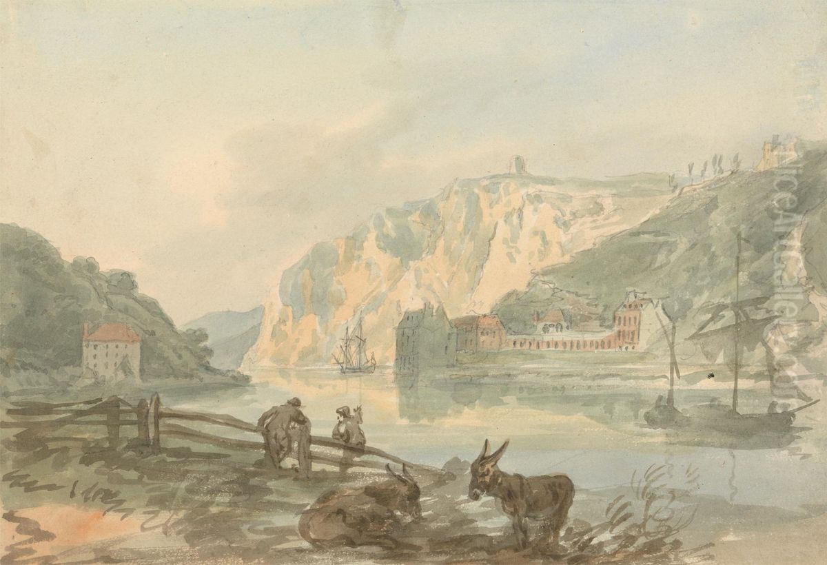 Hotwells from Rownham Ferry Oil Painting by Nicholas Pocock