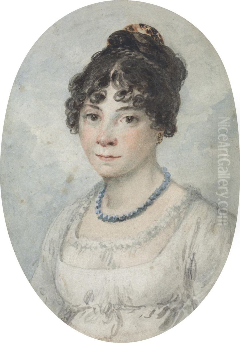 Portrait of a Lady, called Bella Ibbetson, the Artist's Second Wife Oil Painting by Julius Caesar Ibbetson