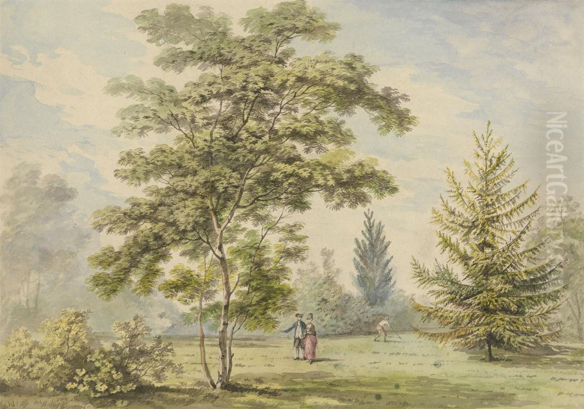 The Acacia Tree - Figures in a Park Oil Painting by George Barret, Sr.