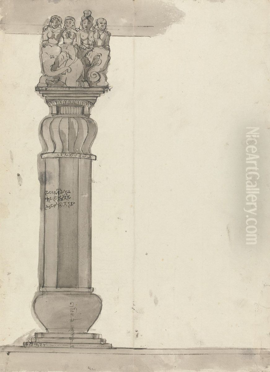 Drawing of a Column from Ekvera Oil Painting by Gangaram Chintaman Tambat