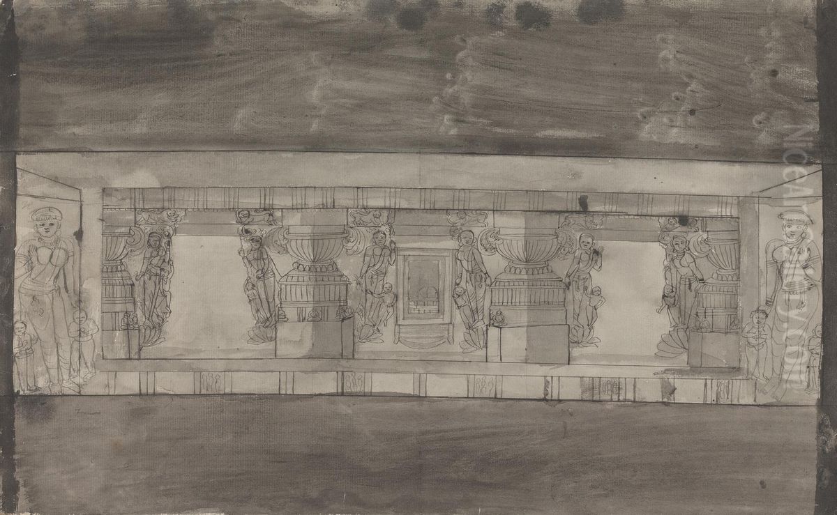 Excavation near Jamwupa Oil Painting by Gangaram Chintaman Tambat