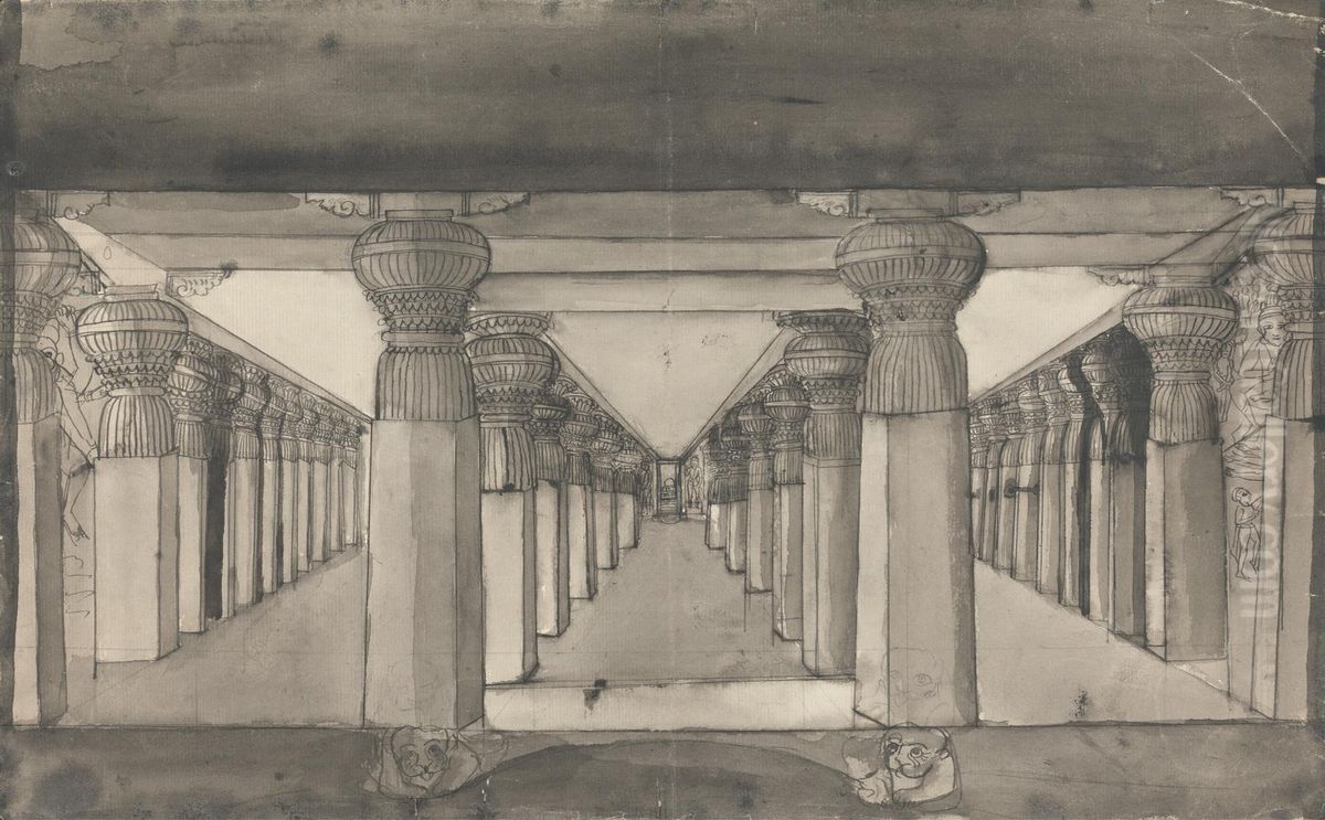 Inside View of Doomar Leyna Oil Painting by Gangaram Chintaman Tambat