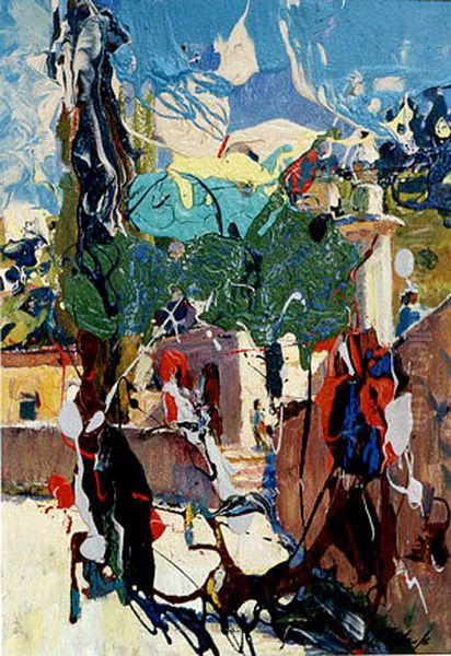 Ein Kerem, Near the spring Oil Painting by Aharon April