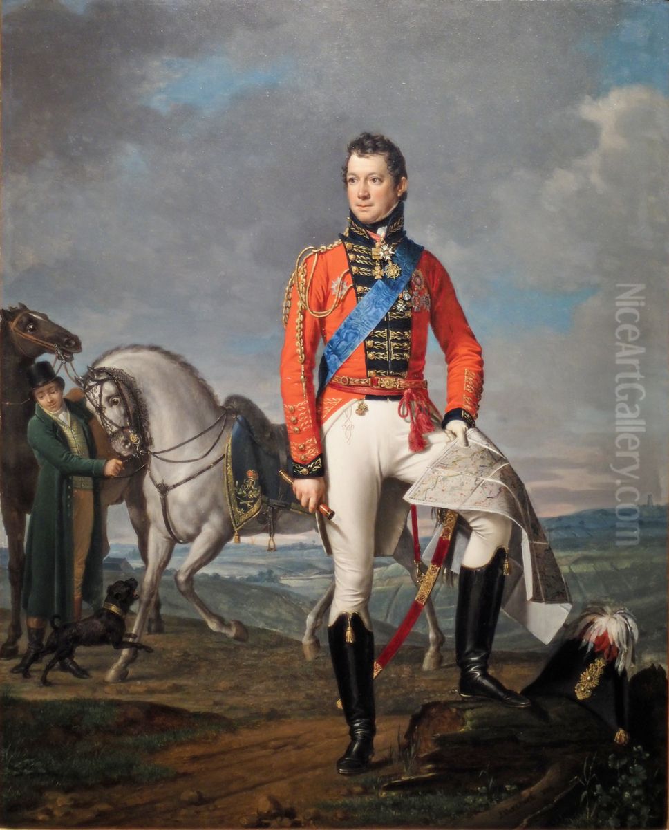 General Carl August Graf von Alten, Kommandeur der 3. Britischen Division auf dem Schlachtfeld von Waterloo Oil Painting by Joseph Paelinck