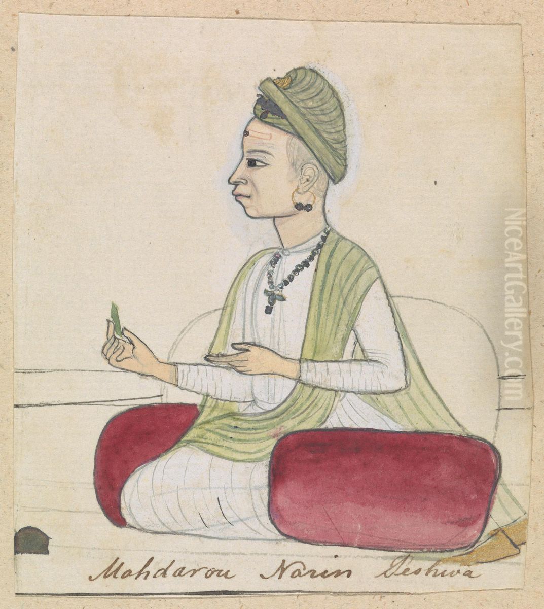 Mahdorou Narin Peshwa Oil Painting by Gangaram Chintaman Tambat