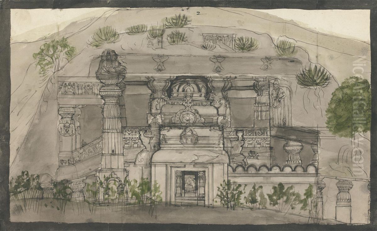 Outside View of Indus Sabha Oil Painting by Gangaram Chintaman Tambat