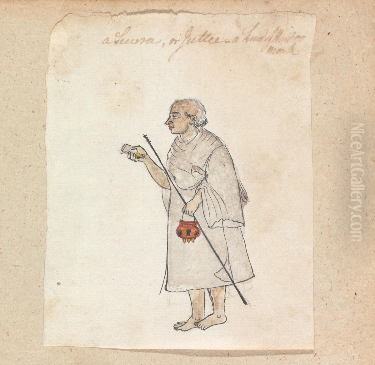 A Lewsa of Jettee - A Kind of Hindu Monk Oil Painting by Gangaram Chintaman Tambat