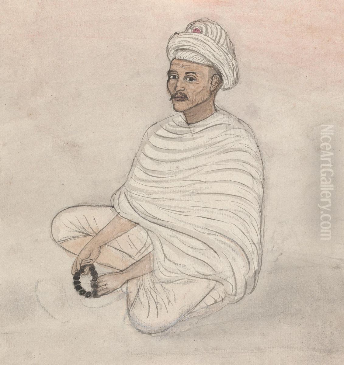 Praying Man Oil Painting by Gangaram Chintaman Tambat