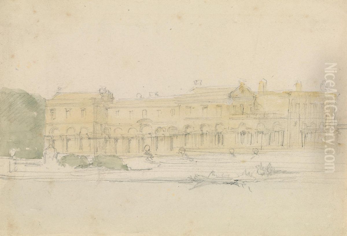 Palace on a River Oil Painting by David Roberts