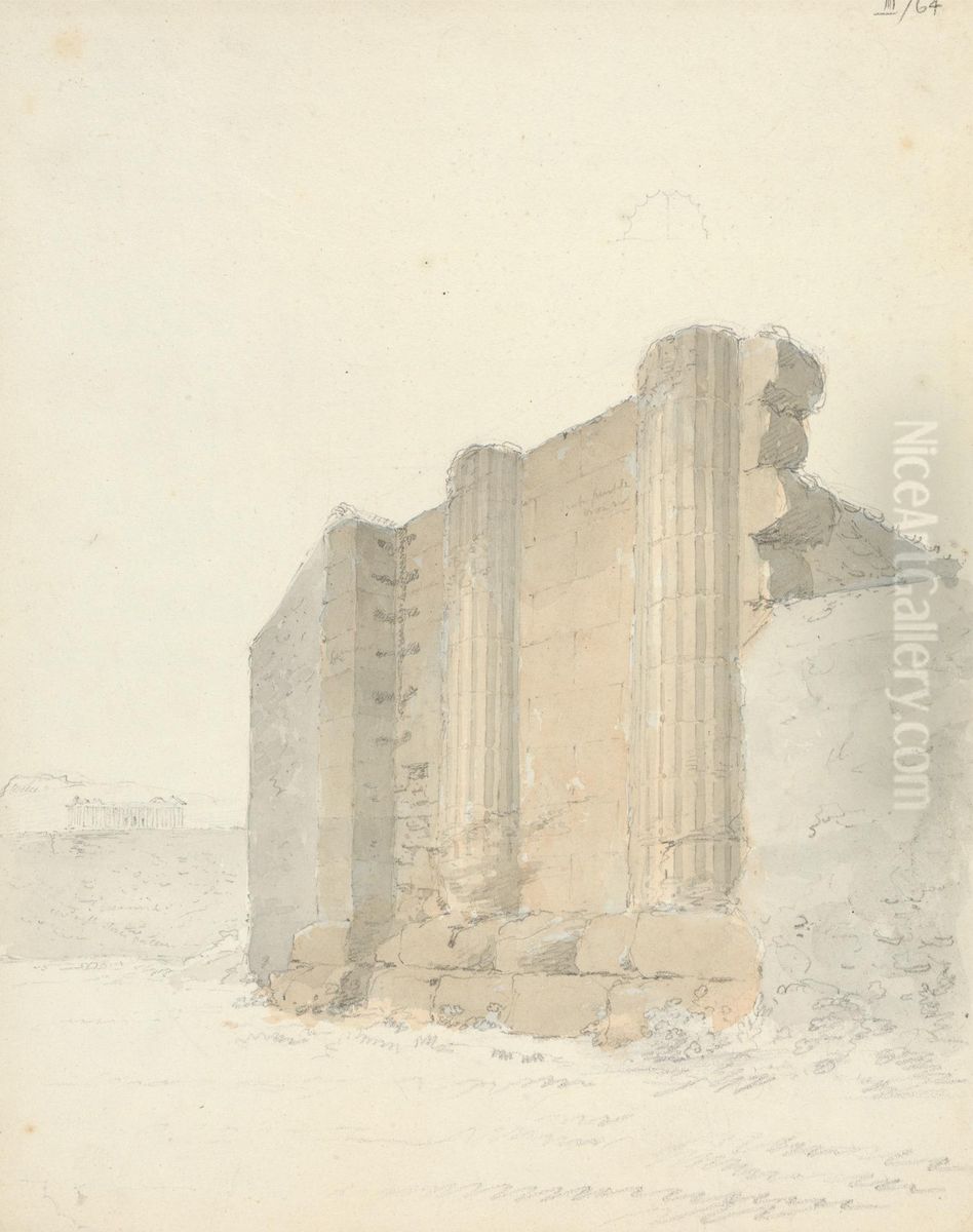 Sketch of the Temple of Asclepius at Agrigento, Sicily Oil Painting by Robert Smirke
