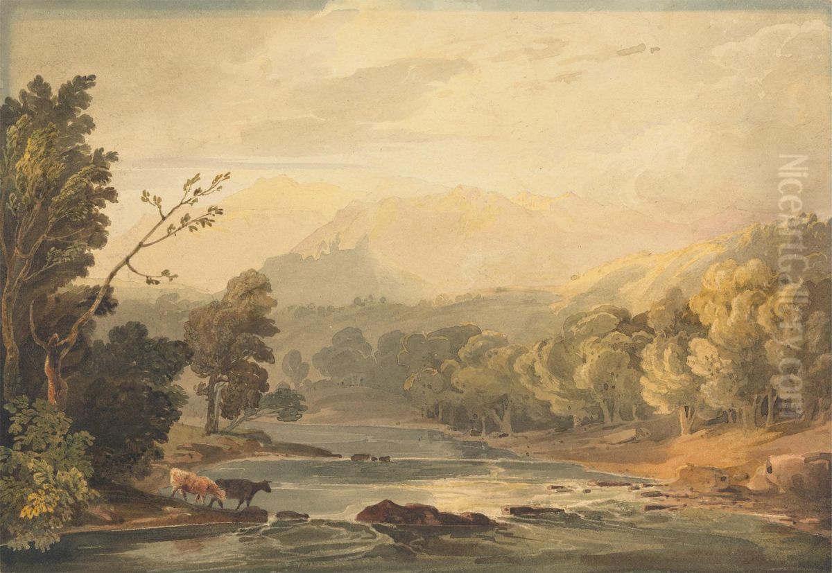 A View on the Brathay near Ambleside Oil Painting by Copley Fielding