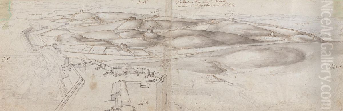 A View from Peterborough Tower at Tangier Oil Painting by Wenceslaus Hollar