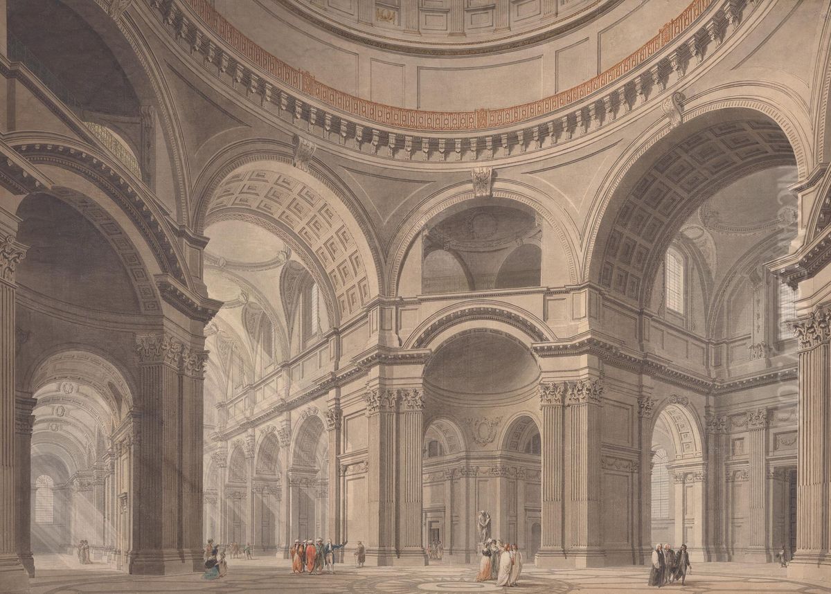 Interior of St. Paul's Cathedral Oil Painting by Thomas Malton