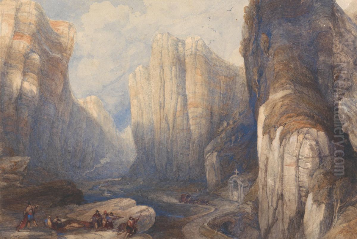 The Pass of Pancorbo, The Pyrenees Oil Painting by David Roberts