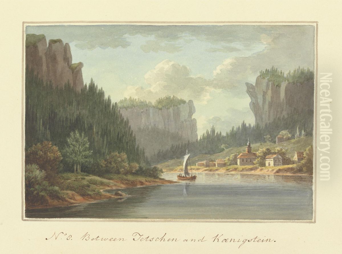 [One from] Views in Saxony, France, Spain, Reba, Italy, Sicily... Oil Painting by Sir Richard Hoare, 2nd Baronet