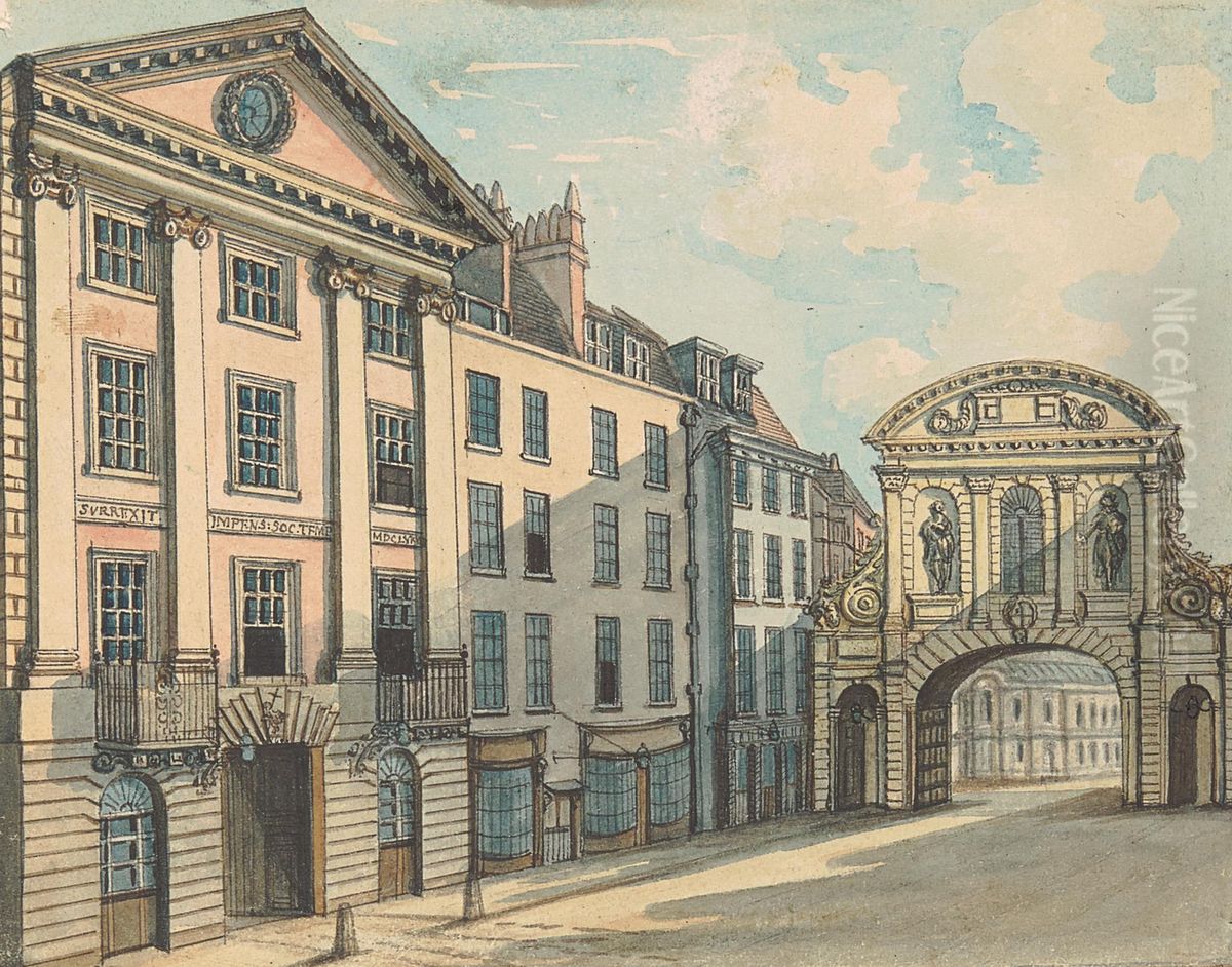 Middle Temple Gate Oil Painting by Samuel Ireland