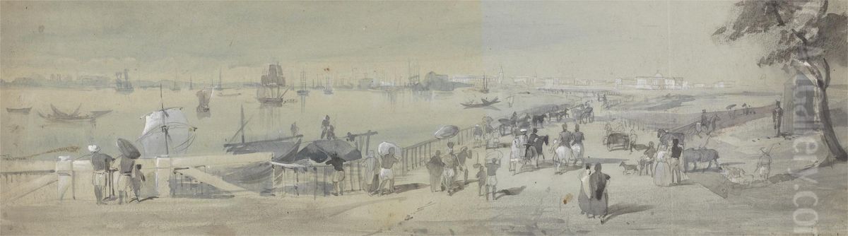 General View of Calcutta, from the Entrance to the Water Gate of Fort William Oil Painting by Sir Charles D'Oyly, 7th Baronet