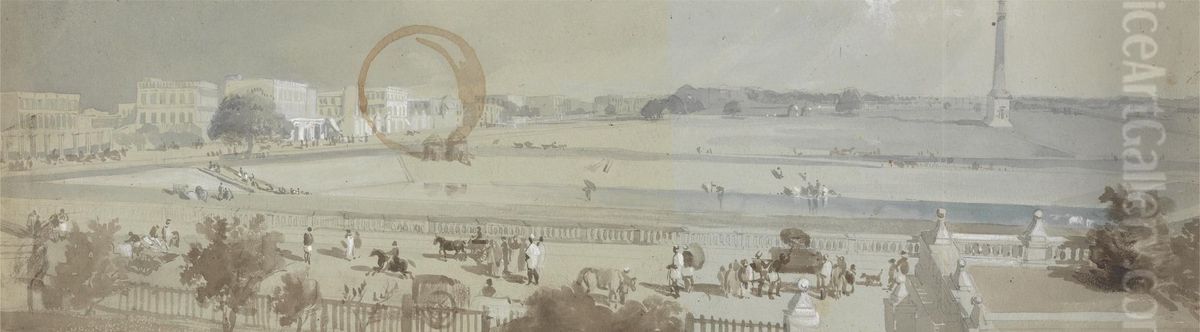 Chowringhee Road from No. XI Esplanade Oil Painting by Sir Charles D'Oyly, 7th Baronet