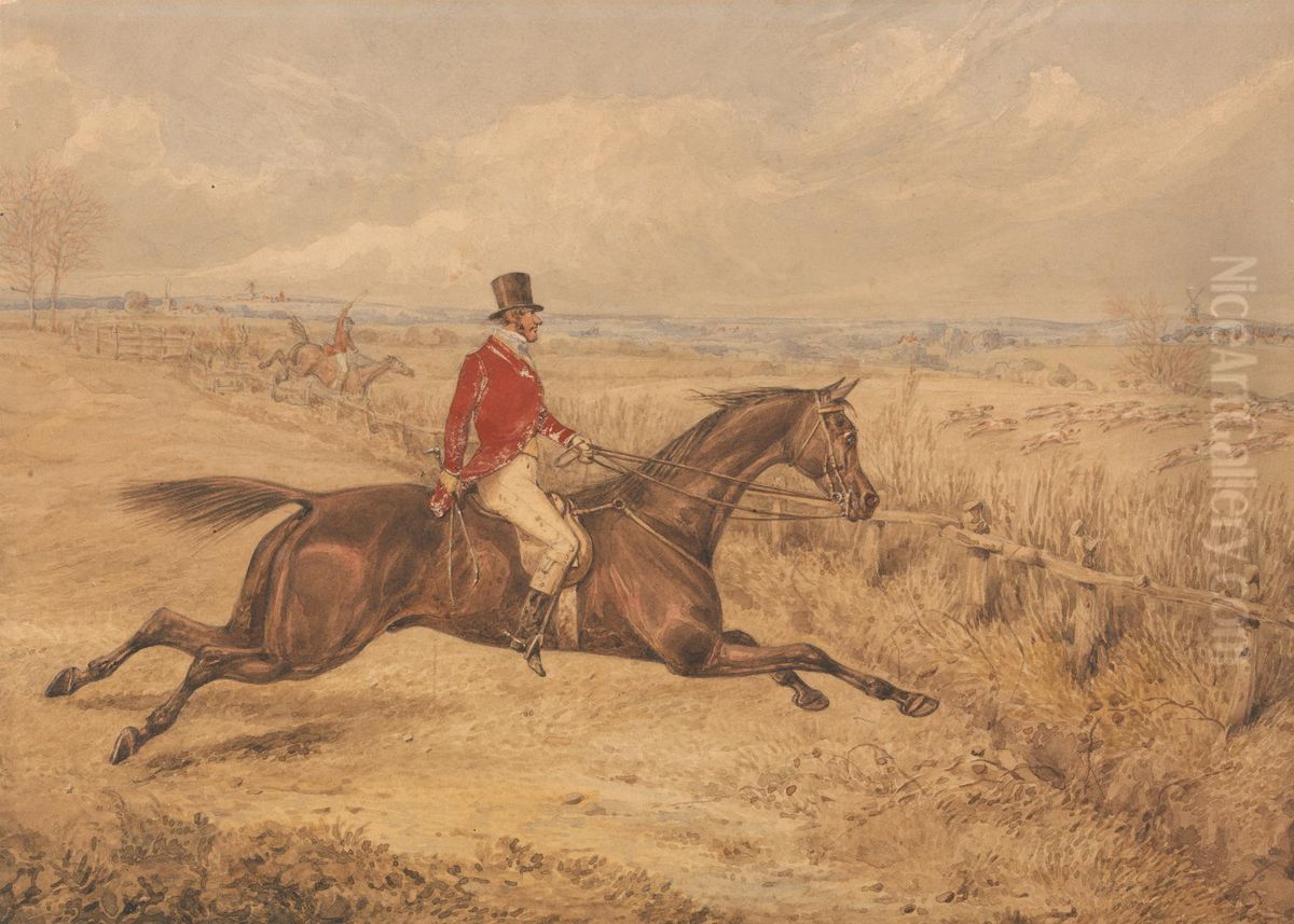 Charging an Ox Fence Oil Painting by Henry Thomas Alken