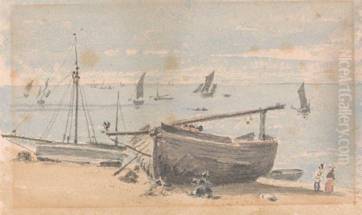 Scene on Brighton Beach Oil Painting by Agostino Aglio