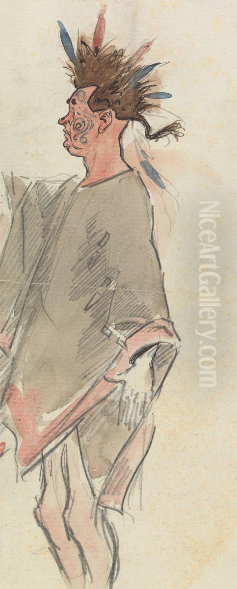 Wild Indian Oil Painting by Phil May