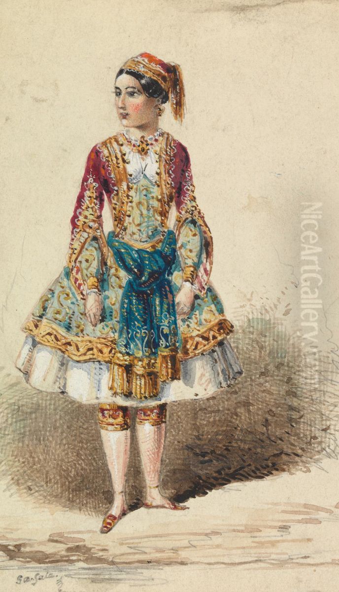 Girl in Near-Eastern Costume Oil Painting by George Augustus Sala