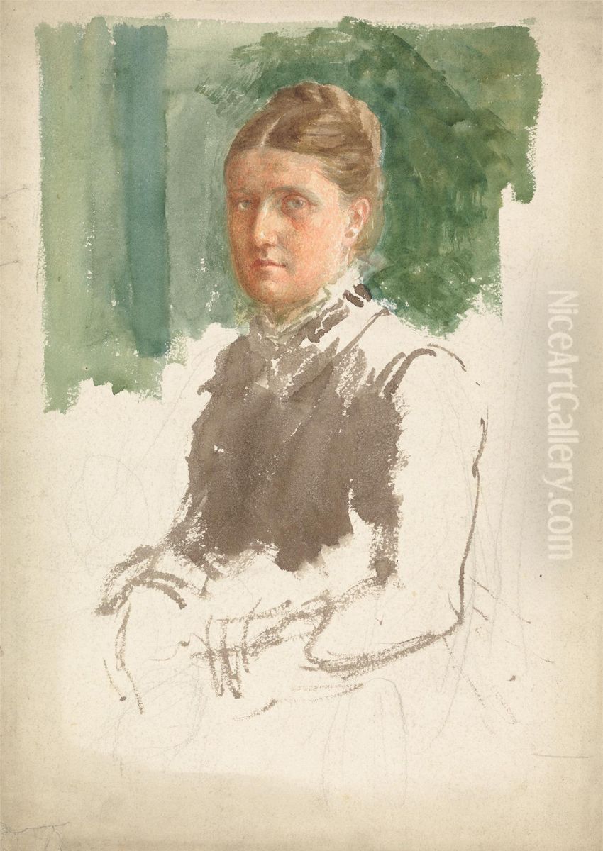 Portrait Study of a woman Oil Painting by Charles Fairfax Murray