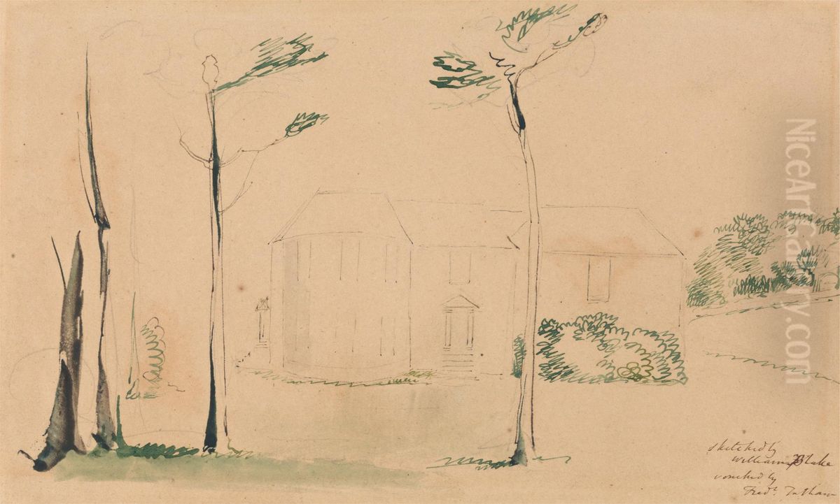 The Entrance Front of Hayley's House at Eartham Oil Painting by William Blake