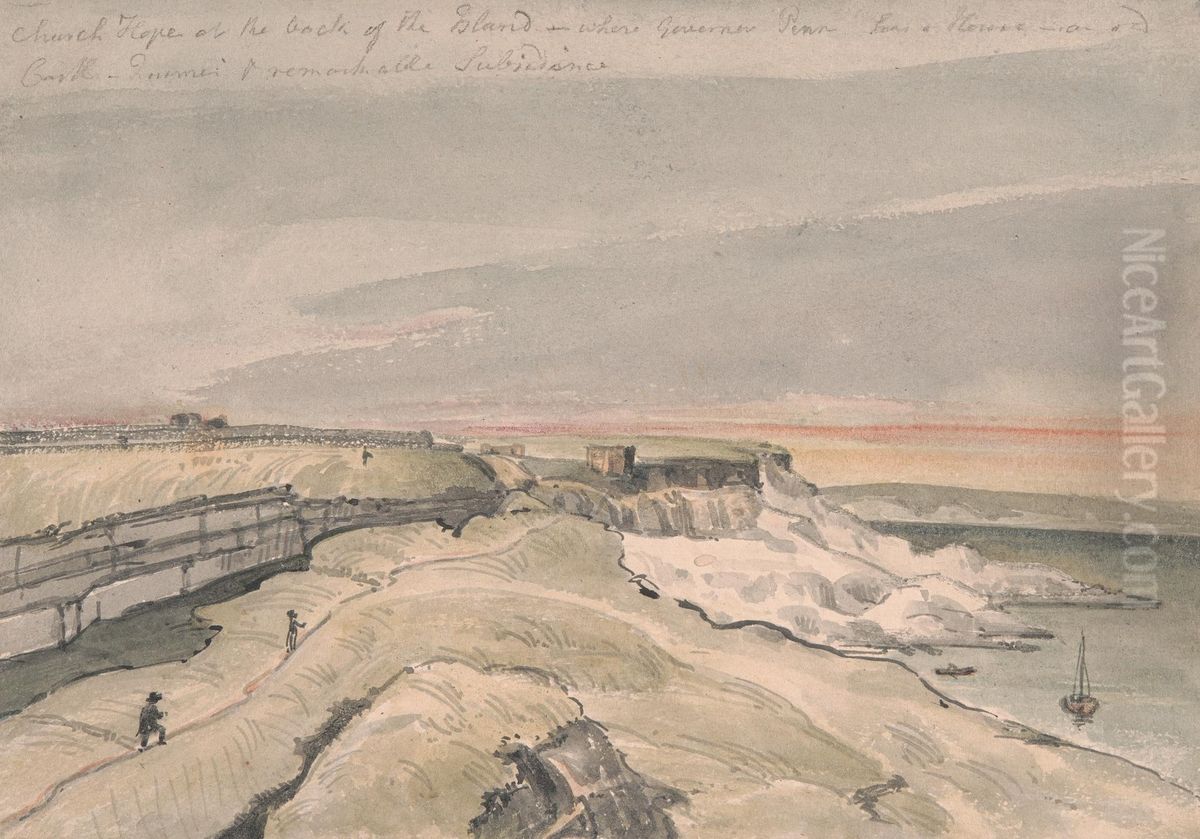 Church Hope, the Island of Portland, Dorset Oil Painting by George Cumberland