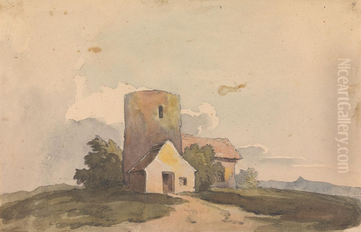 Landscape with Building Structure Oil Painting by Thomas Sully