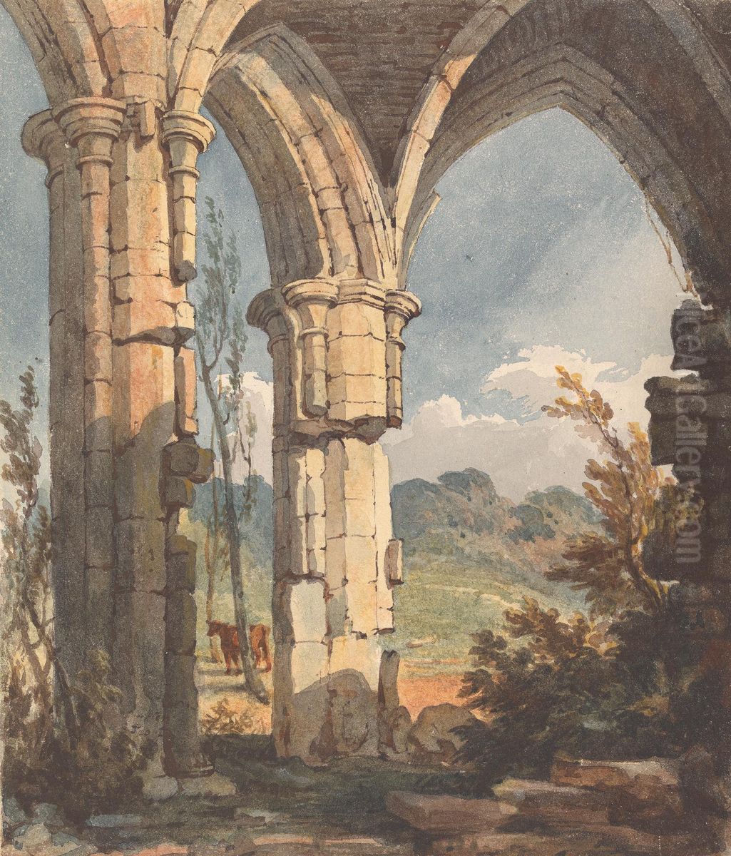 Landscape Looking Through Ruined Archway Oil Painting by Thomas Sully