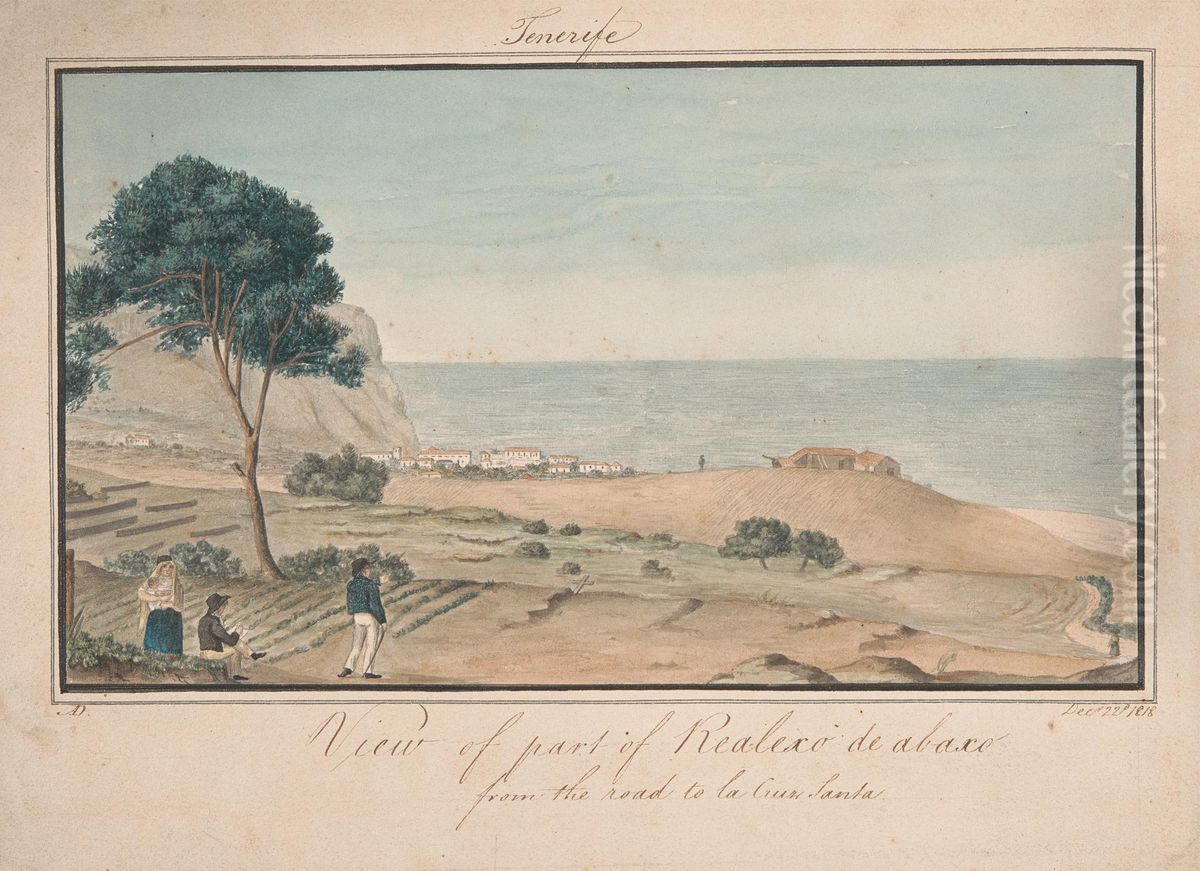 View of part of Realesco de abasco from the road to la Cruz Santa Oil Painting by Alfred Diston