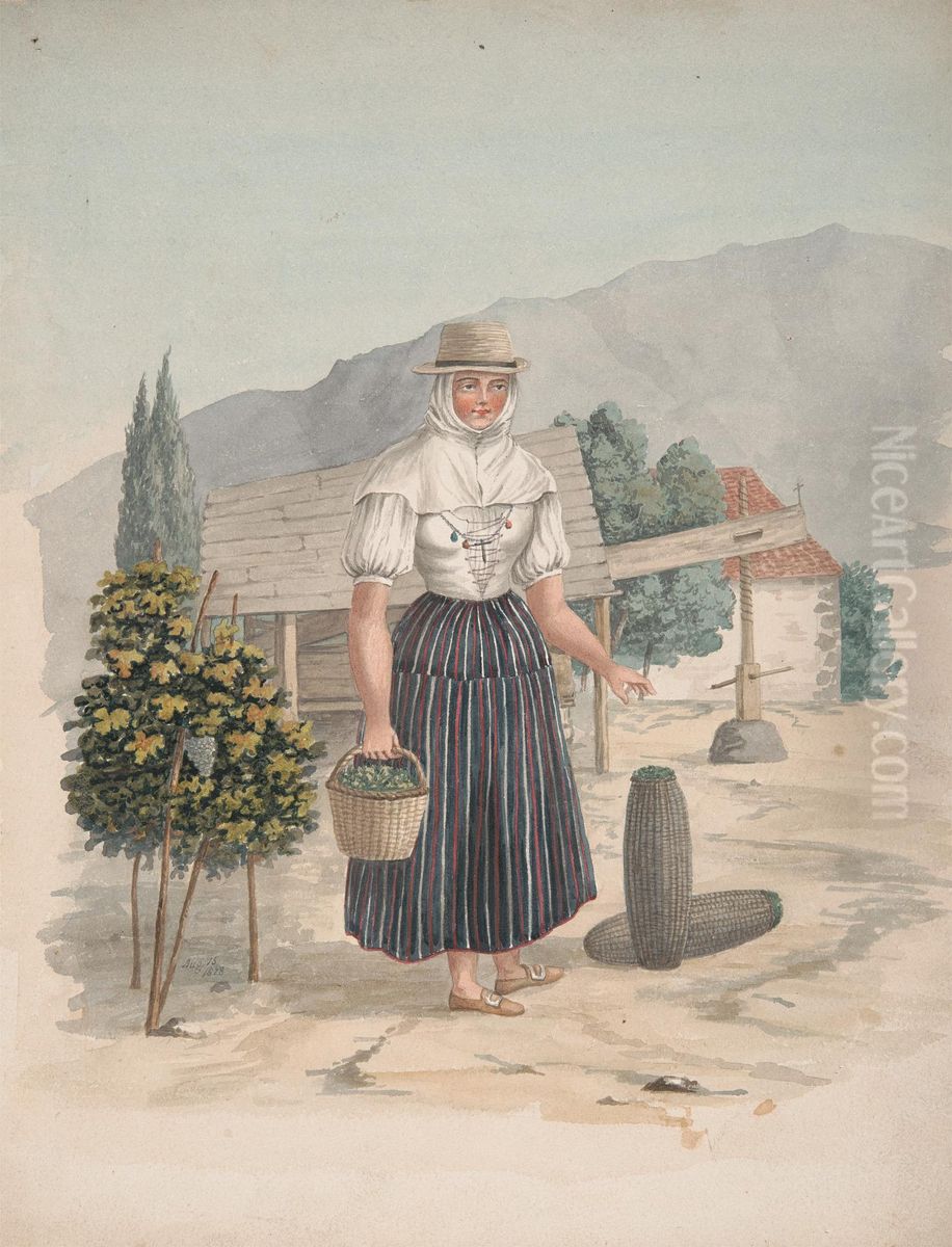 Woman of El Miradero, Tenerife Oil Painting by Alfred Diston