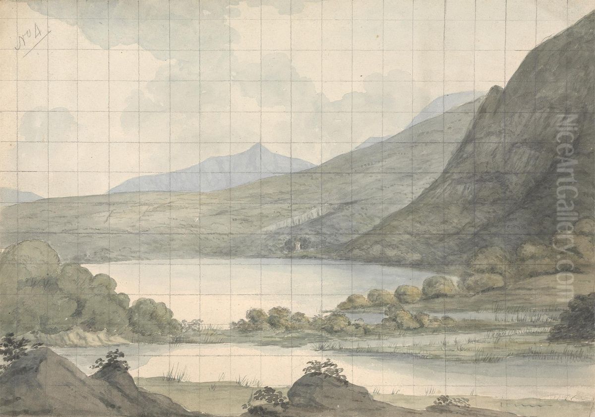 Turk Lake looking Across the River and Brikeen Island (Ireland) Oil Painting by Isaac Weld