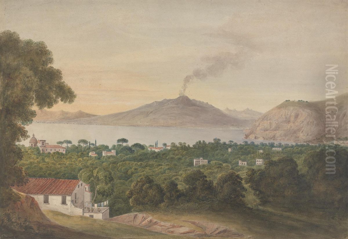 Vesuvius Across the Bay of Naples Oil Painting by Isaac Weld