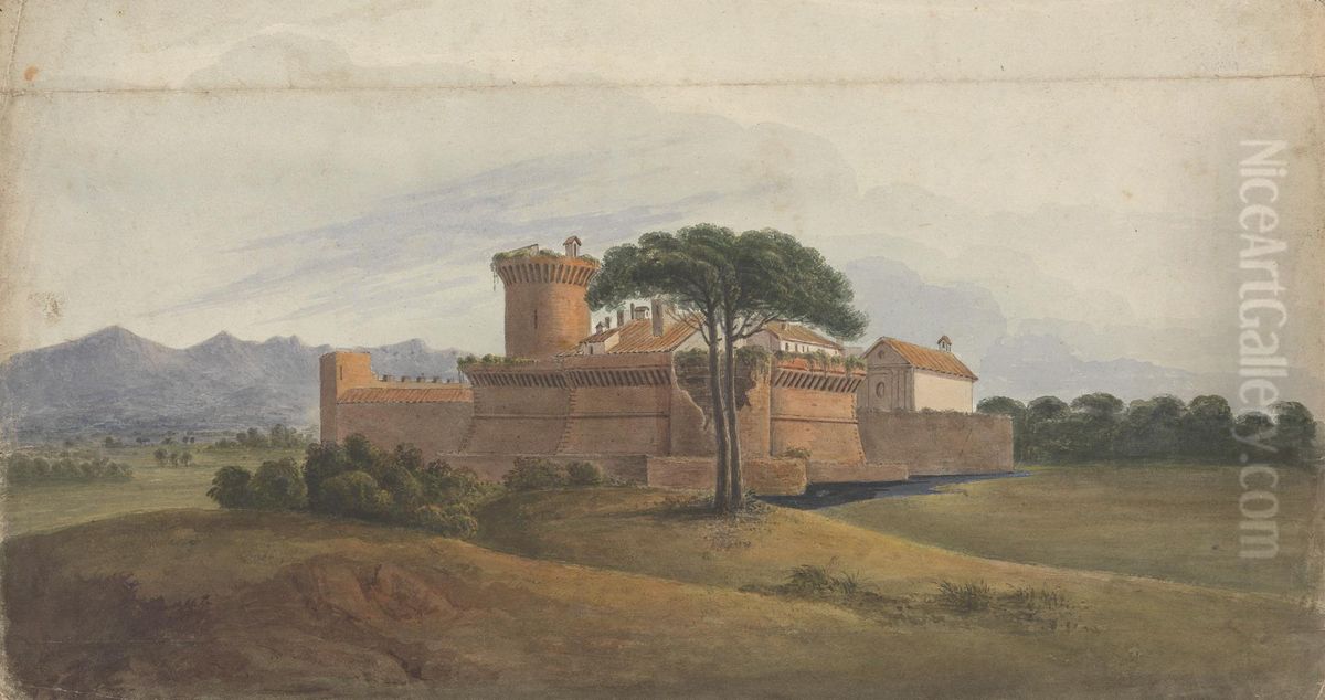 Castle of Ostia with Mountains in the Distance Oil Painting by Isaac Weld